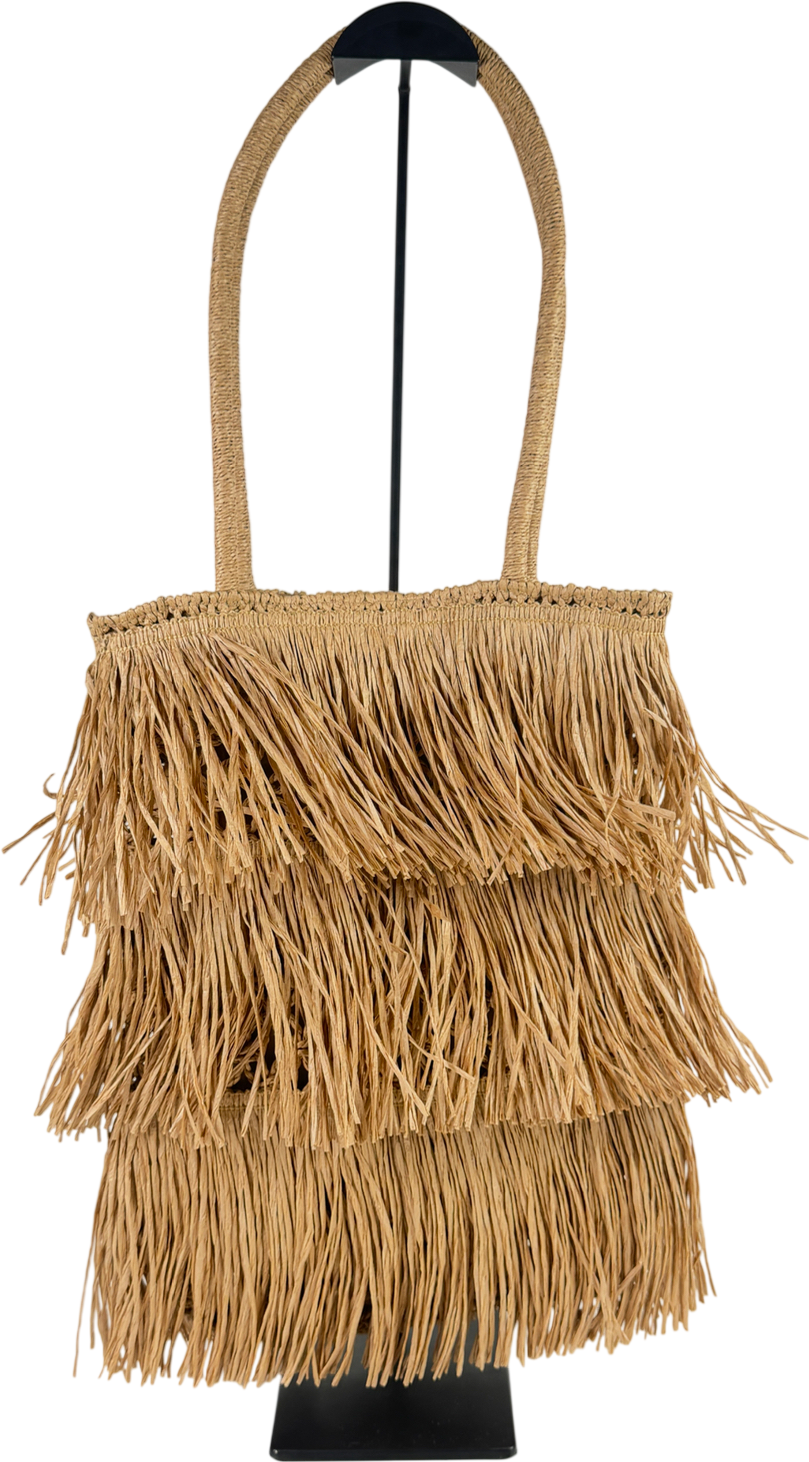 ASOS Beige Straw Fringe Tote Bag In Natural One Size