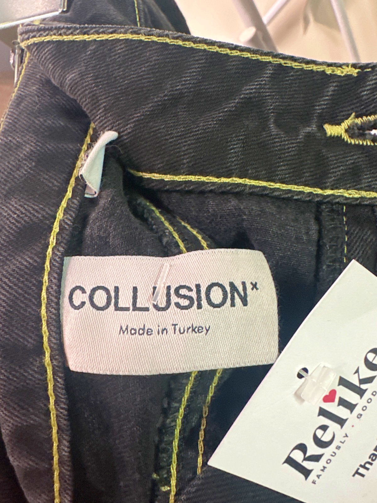 Collusion Black Pleated Denim Skirt UK 10