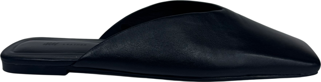 H&M Black Leather Mules UK 5 EU 38 👠