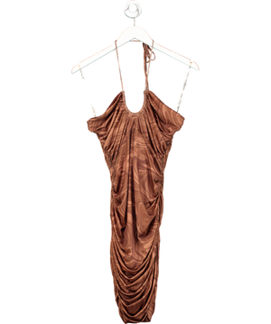 House of CB Brown Letitia Cutout Halter Mini Dress UK L
