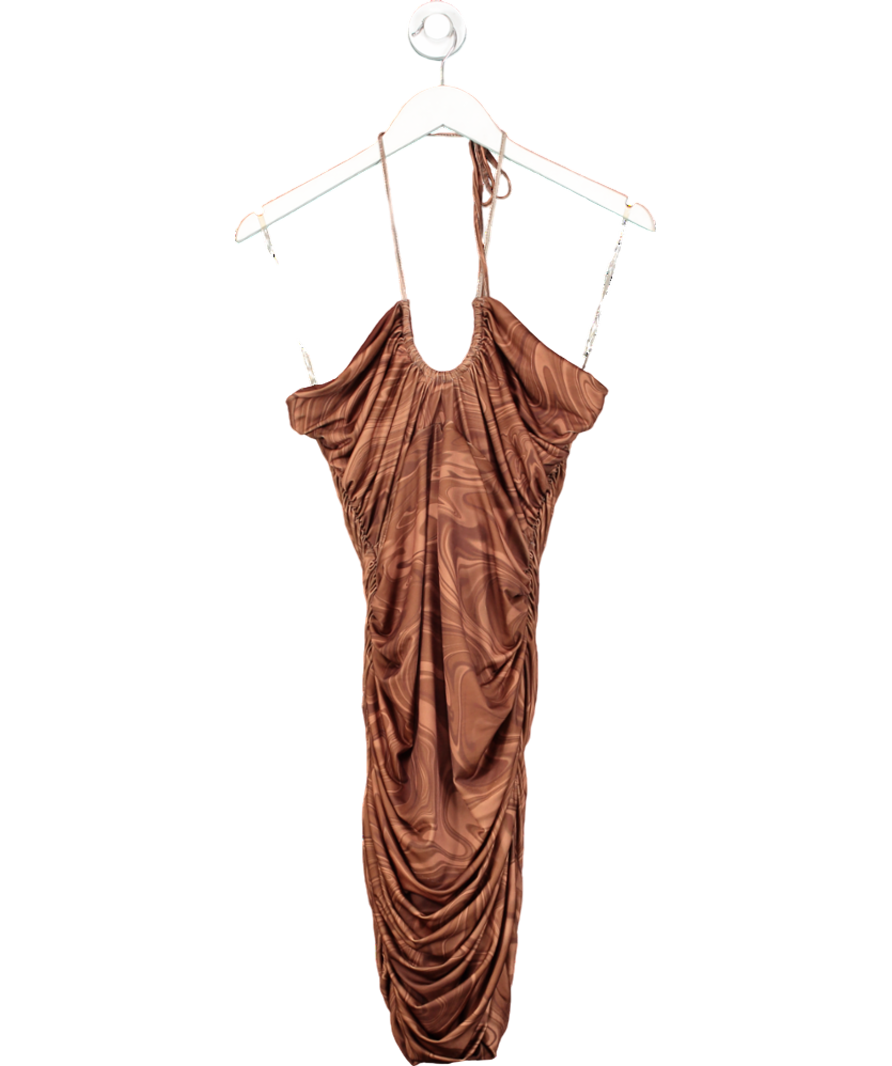 House of CB Brown Letitia Cutout Halter Mini Dress UK L