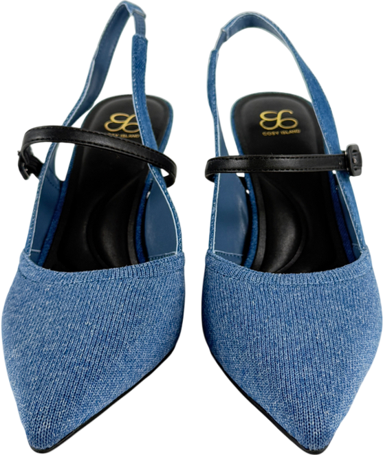 Cosy island Blue Strikestep Elegant Stiletto Heeled Slingback UK 4 EU 37