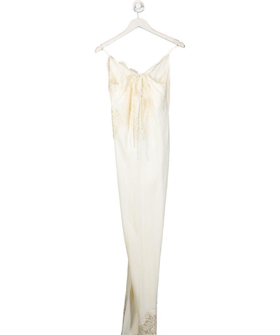 Rohe Cream Lace Panelled Matte Satin Maxi Dress UK 10