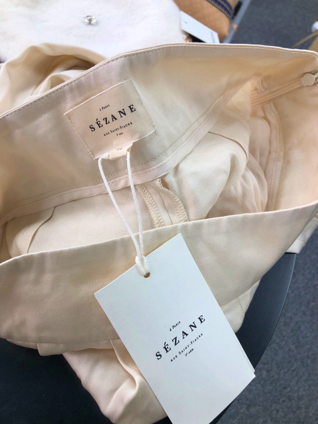 Sézane Beige Georgio wide leg viscose Trousers UK 6