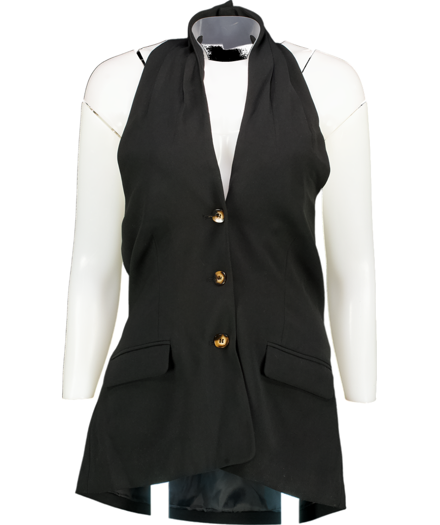 FIG & BASIL Wrap Halterneck Waistcoat Co-ord - Black UK 12