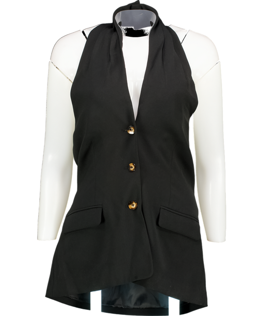 FIG & BASIL Wrap Halterneck Waistcoat Co-ord - Black UK 12