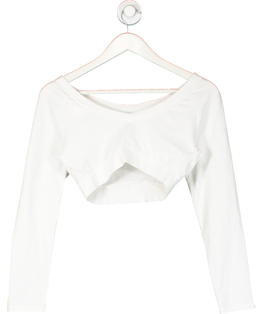 FIORUCCI White Angels Logo Cropped Long Sleeve Top UK L