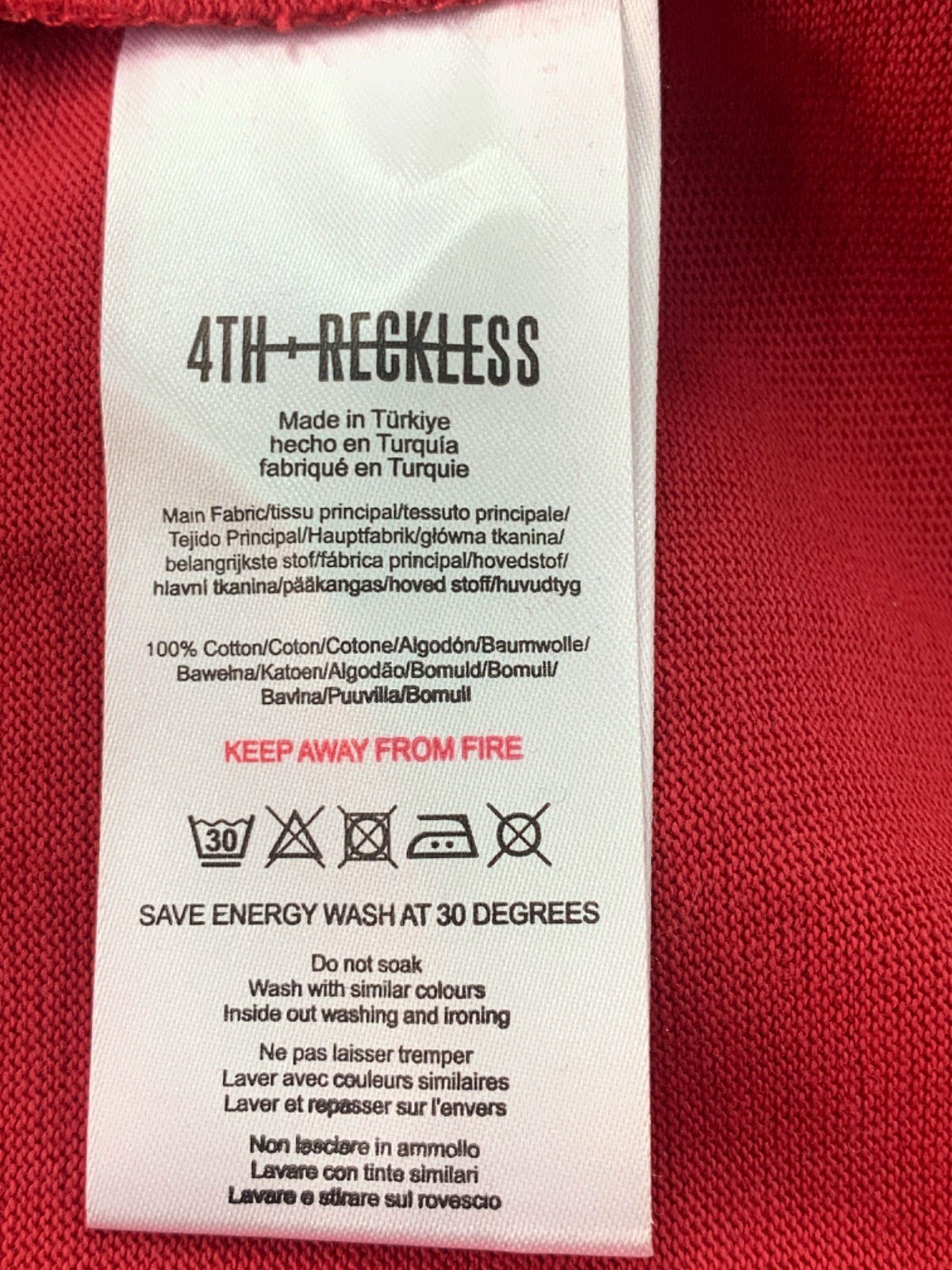 4th + Reckless Red Fourth 1990 T-Shirt UK M