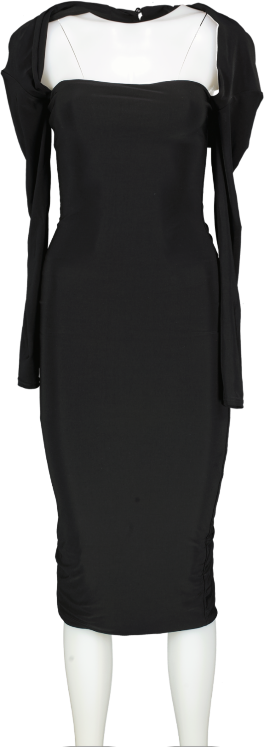 Club L Black Halter Neck Long Sleeved Bodycon Midi Dress UK 6