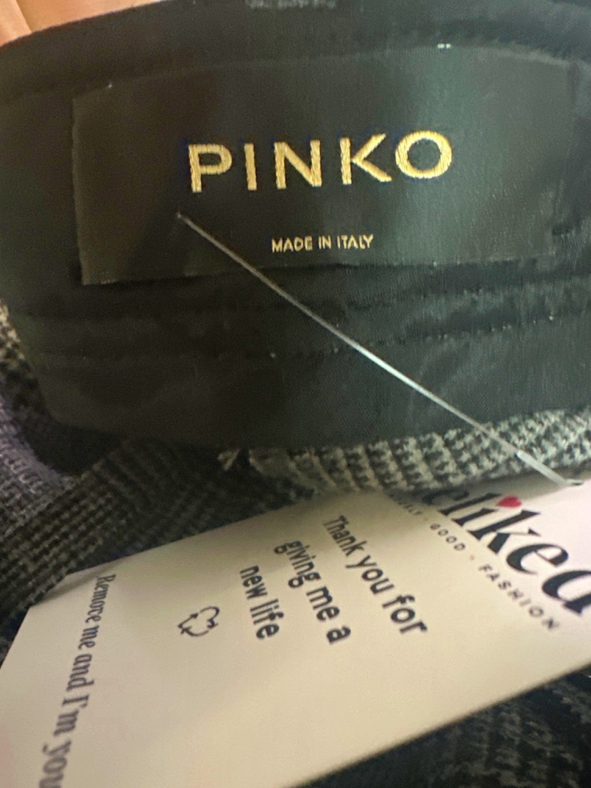 Pinko Grey Rhydon Pantalone Flanella Disegno Galles Trousers UK 6