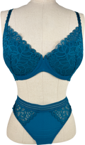 Wacoal Blue Raffiné Underwired Bra, Teal And Briefs Bra 32dd UK S