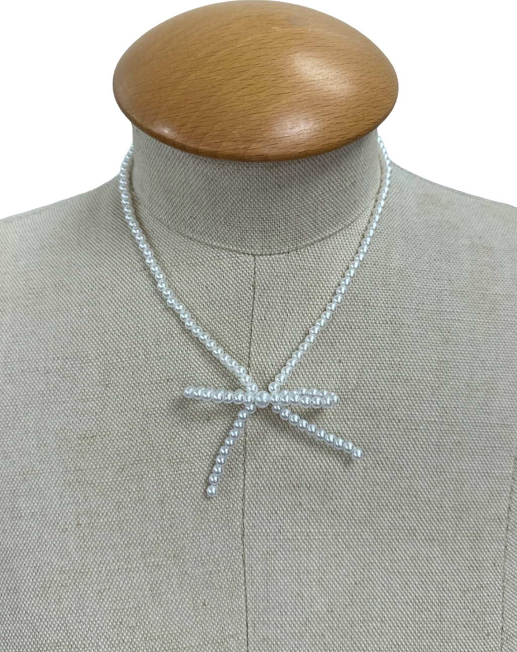 White Pearl Bow Necklace
