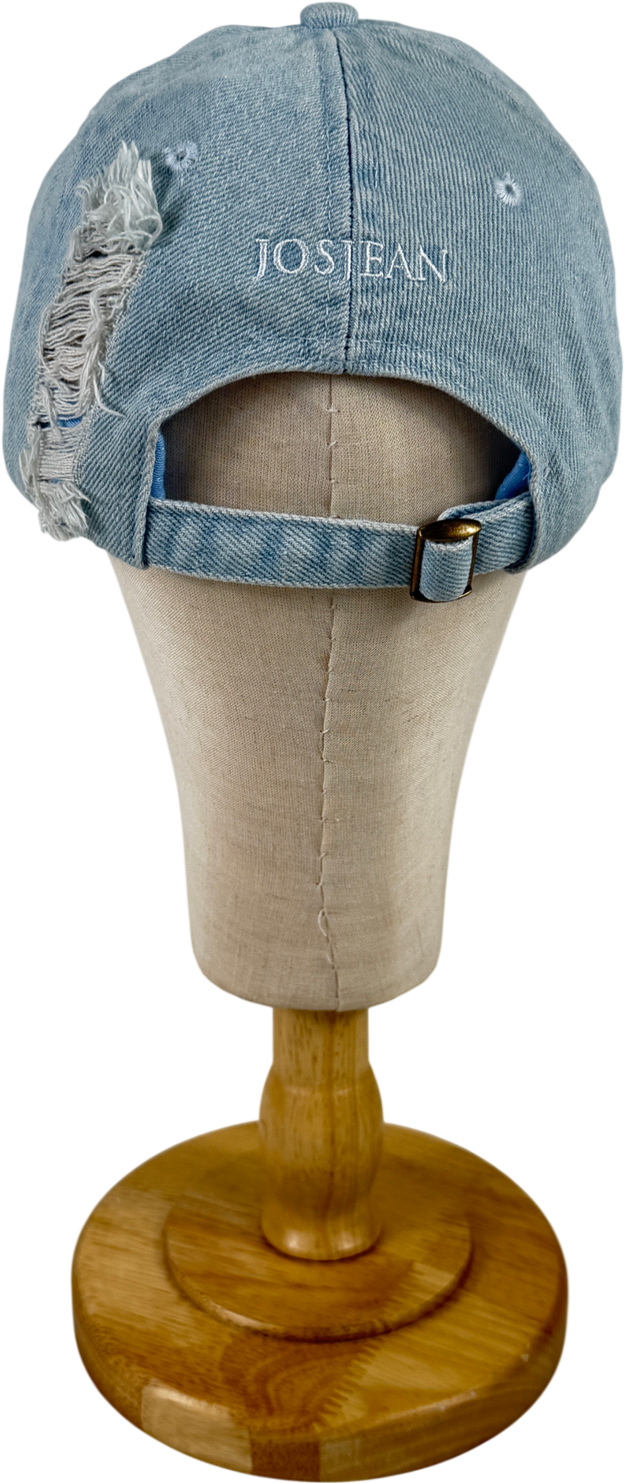 Josjean Blue Denim Distressed Cap One Size