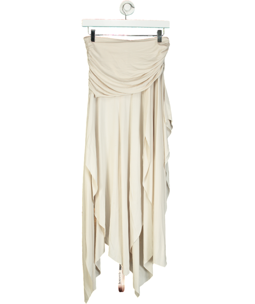 House of CB Cream Mesh Draped Midi Skirt UK S