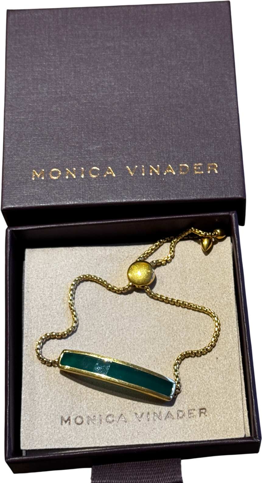 Monica Vinader Baja Bracelet 18k Gold Vermeil & Green Onyx