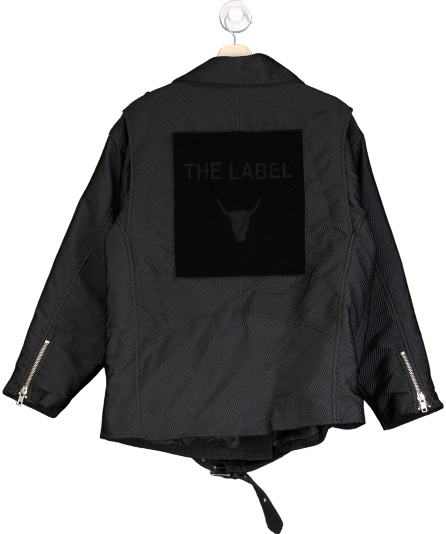 ALIX THE LABEL Black Corduroy Biker Jacket UK M/L