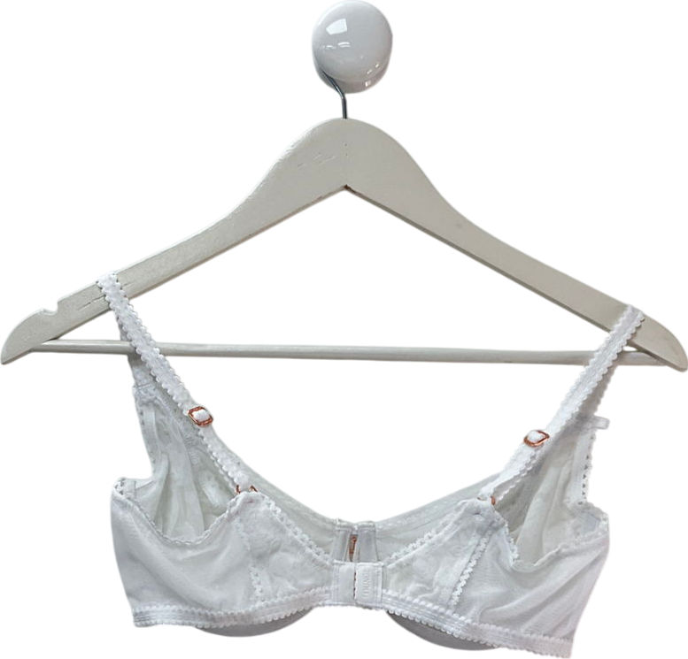 Lounge Underwear White Flocked Floral Balcony Bra UK 34DD