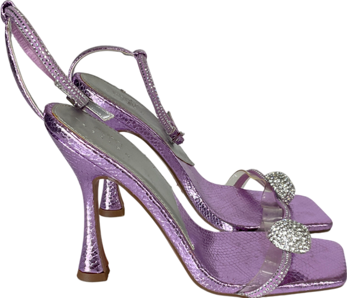ASOS Purple Square Toe Diamanté Detailing Stiletto Heels UK 4 EU 37 👠