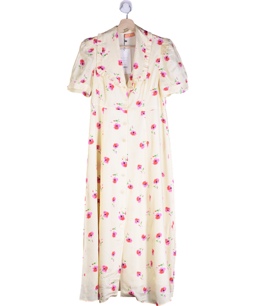 Kitri Yellow Bethany Pansy Print Tea Dress UK 10