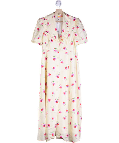 Kitri Yellow Bethany Pansy Print Tea Dress UK 10