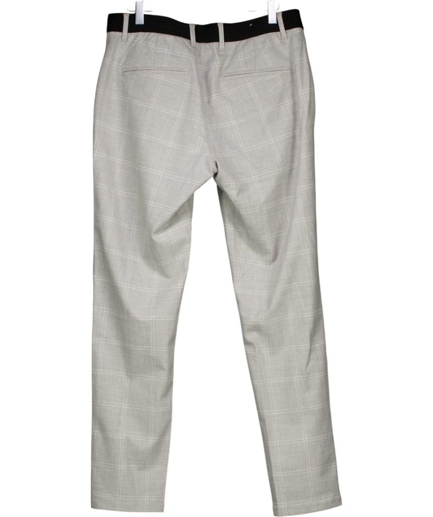 ZARA Grey Slim Fit Checked Trousers UK M