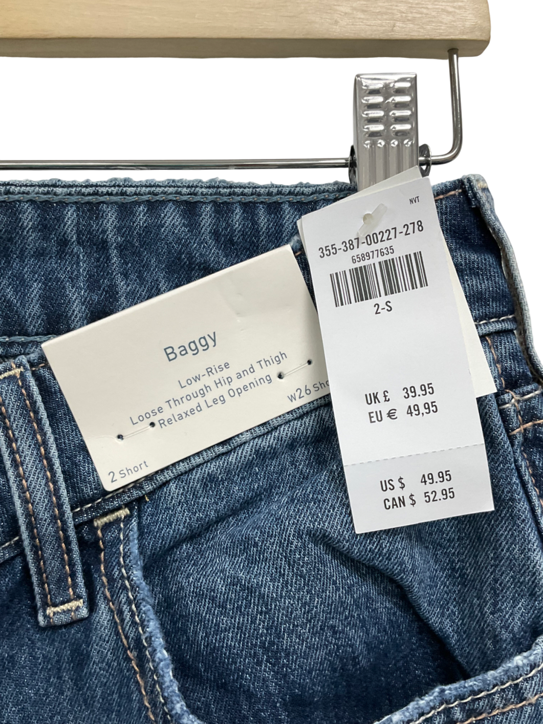 Hollister Blue Low Rise Baggy Jeans - Short Length W26