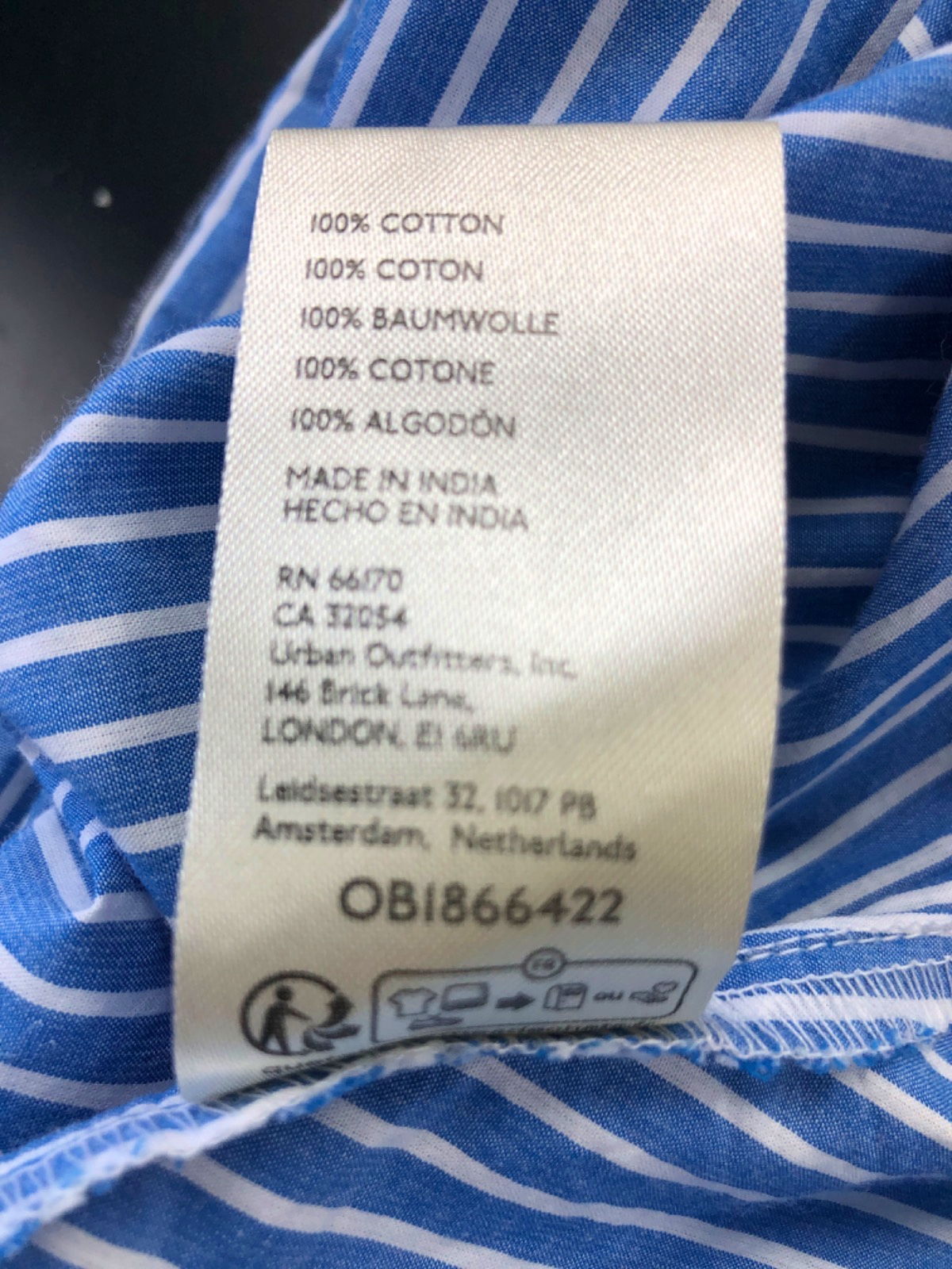 ANTHROPOLOGIE Pilcro Blue Stripe Patchwork Shirt UK L