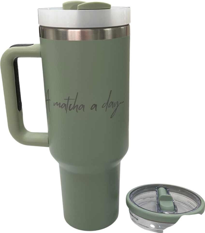 Green “a Matcha A Day” Travel Cup One Size