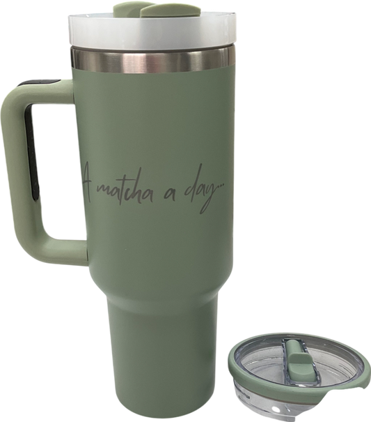 Green “a Matcha A Day” Travel Cup One Size