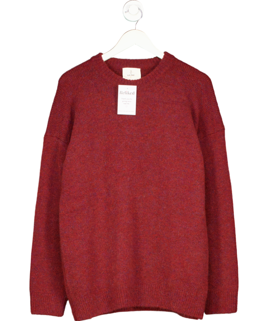 La Paz Red Wool Alpaca Blend Crew Neck Jumper UK M