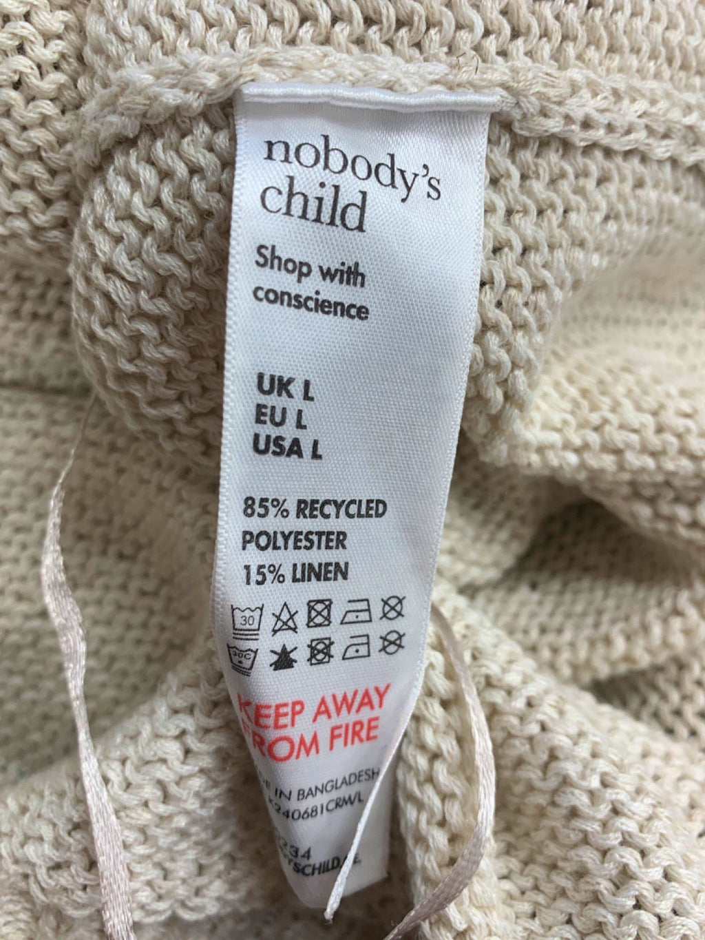 Nobody's Child Beige Knitted Sleeveless Top UK L