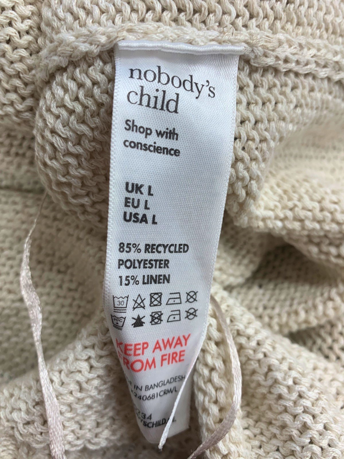 Nobody's Child Beige Knitted Sleeveless Top UK L