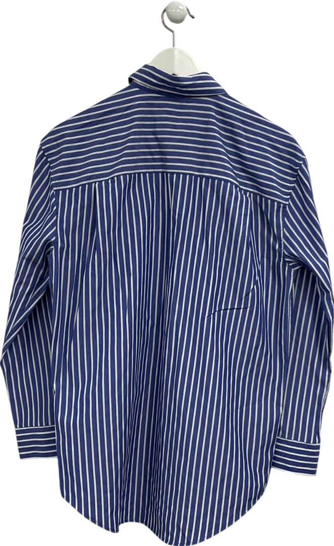 Collusion Blue Oversized Shirt In Navy Stripe UK 8