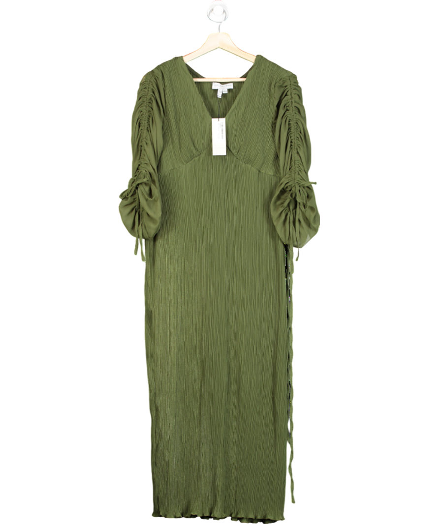 Never Fully Dressed Green Petite Celia Plisse Dress UK 10