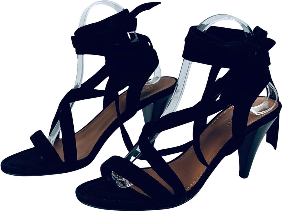 BA&SH Black Ankle Tie Suede Sandals UK 6 EU 39 👠