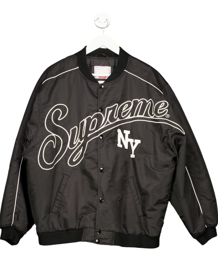 Supreme Black Logo Embroidered Bomber Jacket UK XL