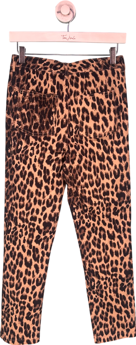 F&F Brown Slim Fit High Rise Leopard Print Jeans UK 8