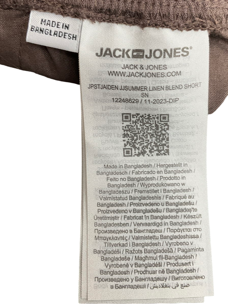 jack&jones Brown Linen Blend Shorts UK L