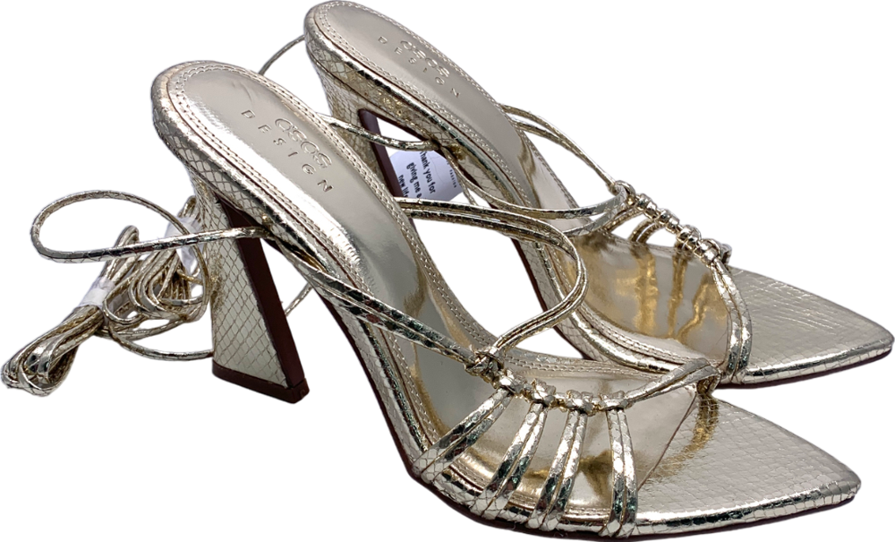 ASOS Metallic Avarro Pointed High Heeled Sandals In Gold UK 6 EU 39 👠
