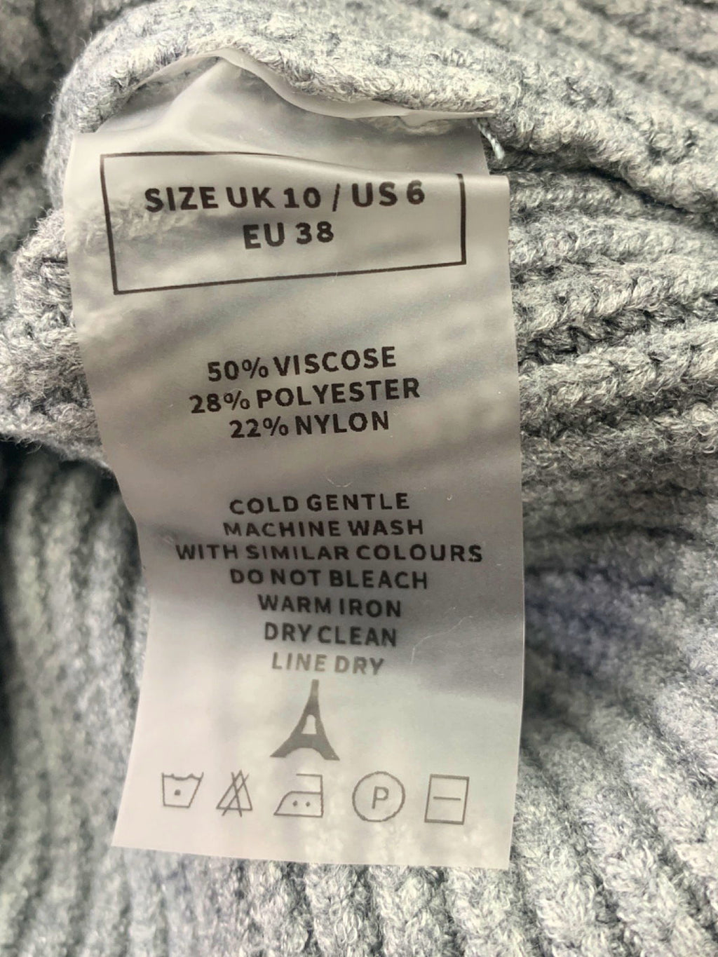Manière de Voir Grey Ribbed Off-Shoulder Jumper UK 10