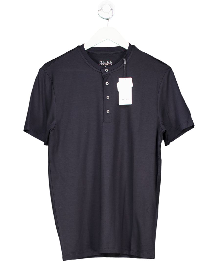 REISS Black Harry Jersey Henley Top UK S