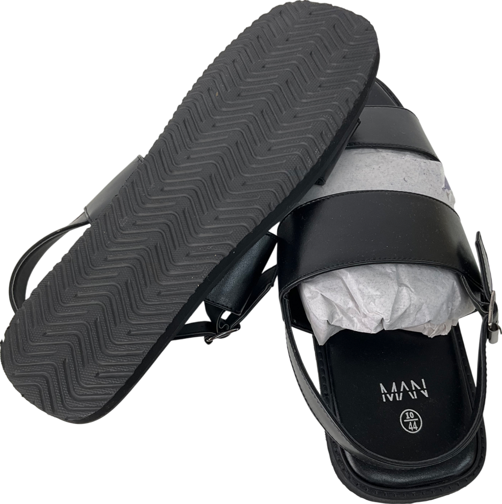 boohooMan Black Smart Buckle Sandal UK 10 EU 44 👞