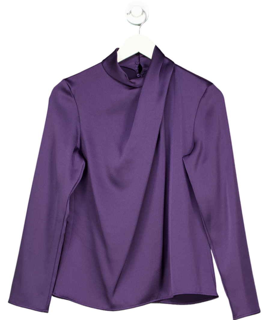 MANGO Purple High Neck Blouse UK 8