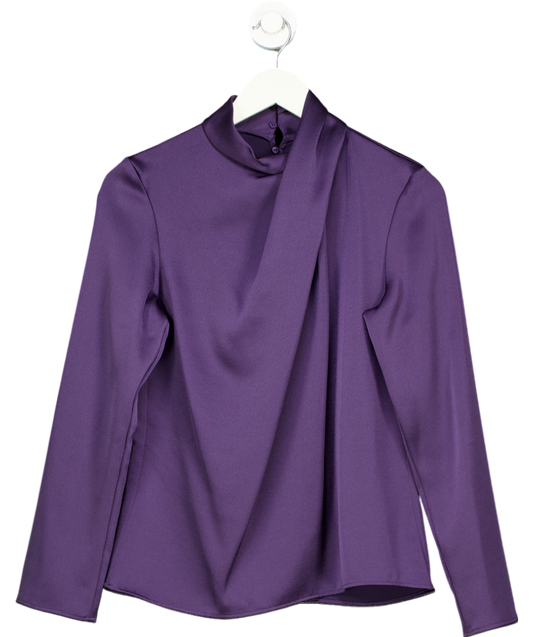 MANGO Purple High Neck Blouse UK 8