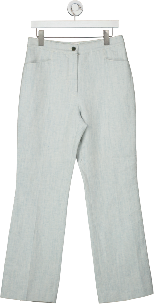 Longchamp Blue Linen Blend Straight Leg Trousers UK 12