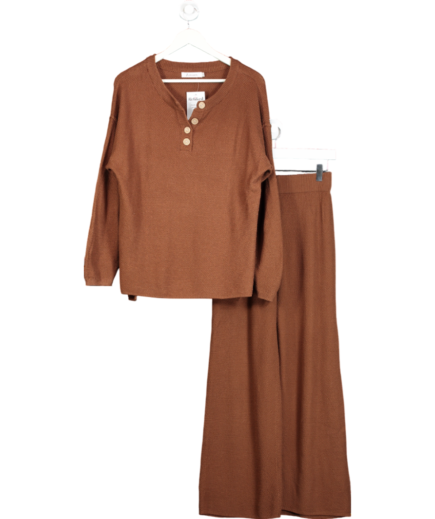 Anarabess Brown Two Piece Over Sized Slouchy Sweater And Loose Fitting Trousers UK S