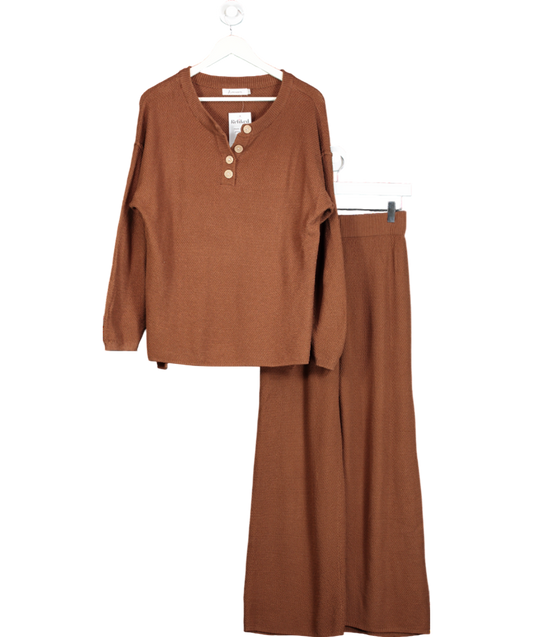 Anarabess Brown Two Piece Over Sized Slouchy Sweater And Loose Fitting Trousers UK S