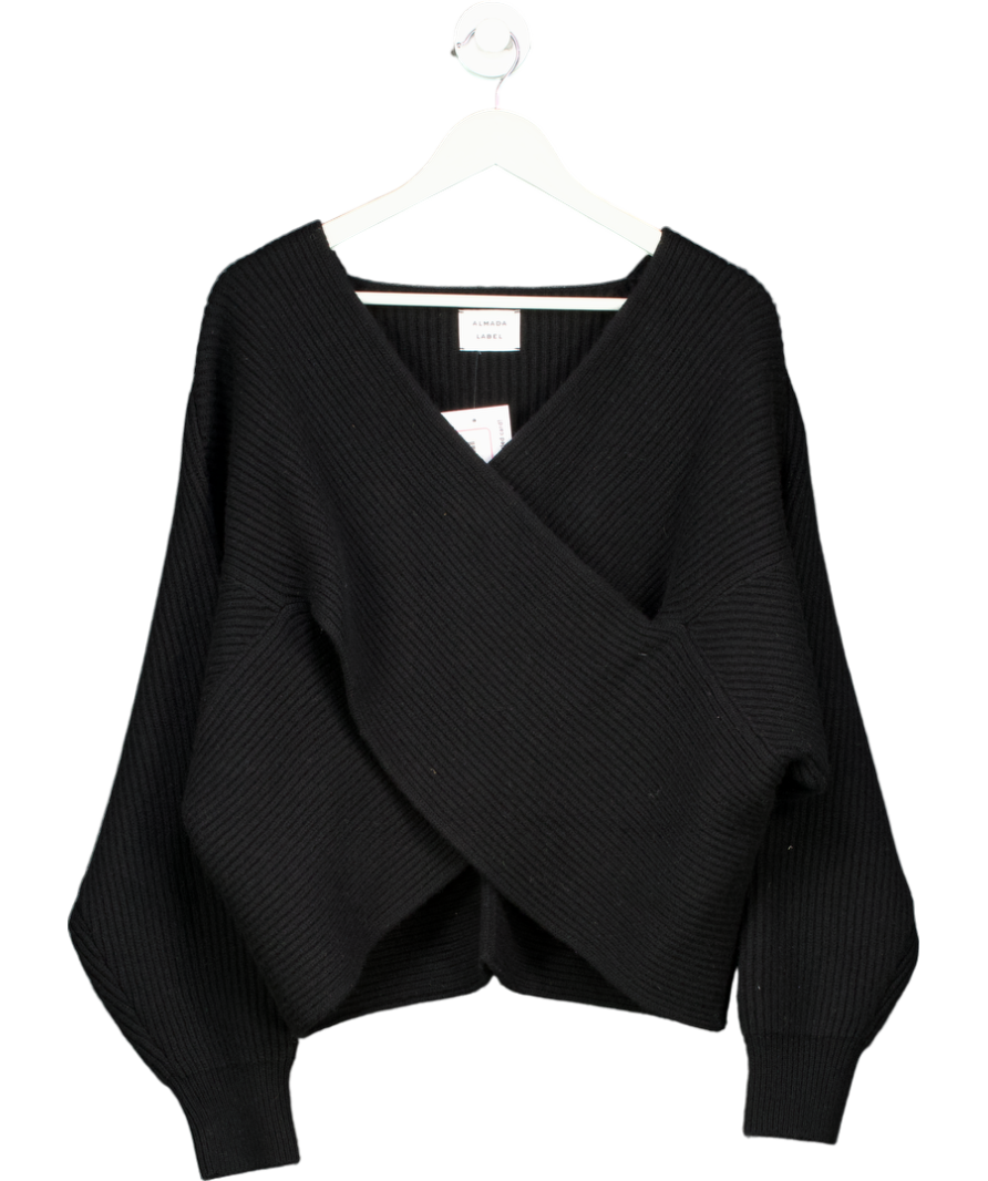 almada label Black Gia Cross Wrap Sweater UK S/M