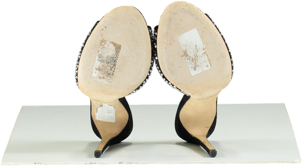 Paris Texas Black Holly Stiletto Crystal Embellished Mules UK 5 EU 38