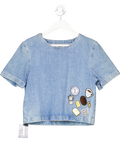 10x10 An Italian Theory Blue Denim Patch Motif Top UK S/M